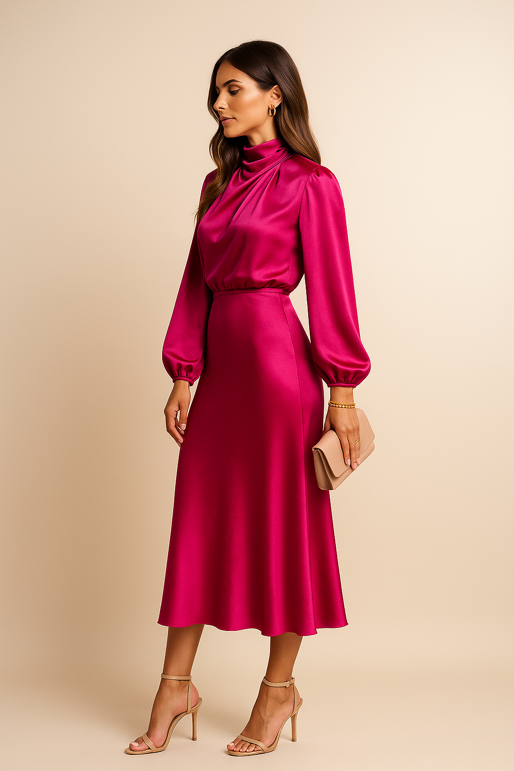 High Waist Midi Dress for Parties