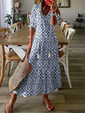 Women's Boho V-Neck Summer Maxi Dress | with Ruffle Half Sleeves