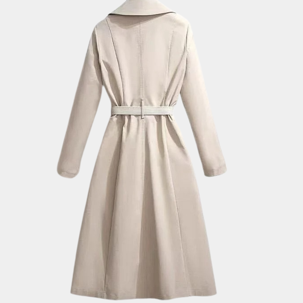 Women's Belted Trench Coat with Scarf Detail | Long