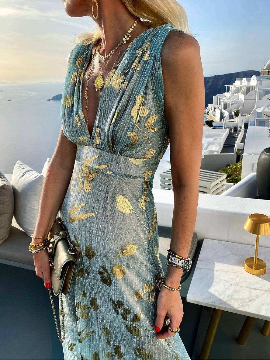 Women's V-Neck Summer Party Dress | Maxi