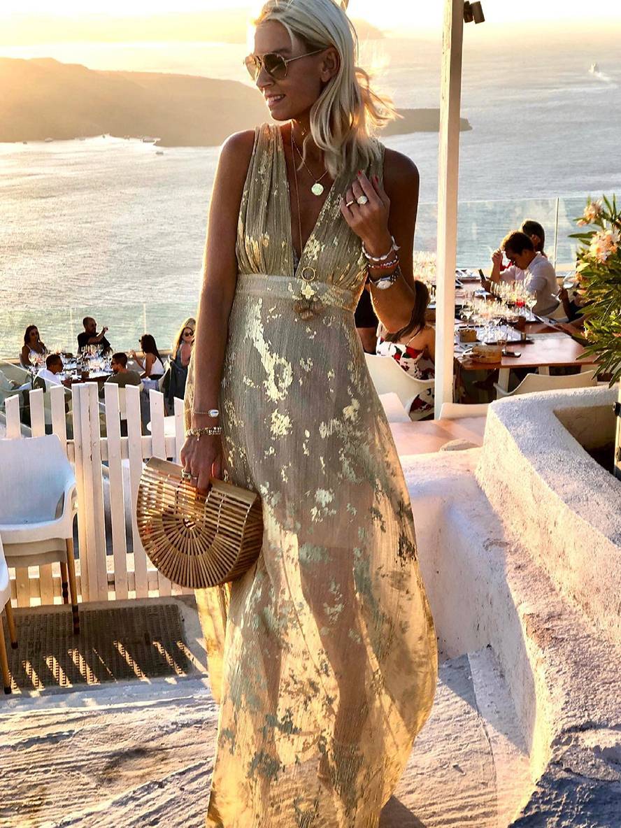 Women's V-Neck Summer Party Dress | Maxi