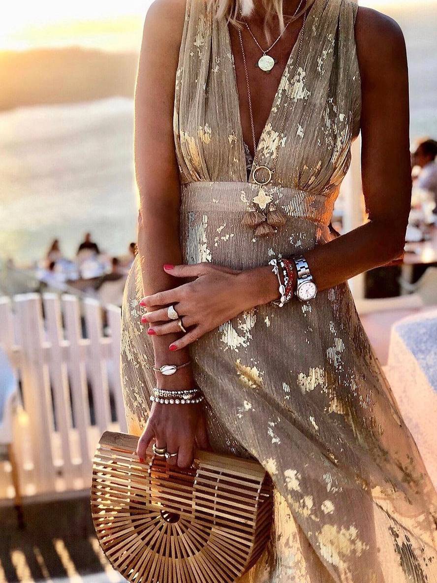 Women's V-Neck Summer Party Dress | Maxi