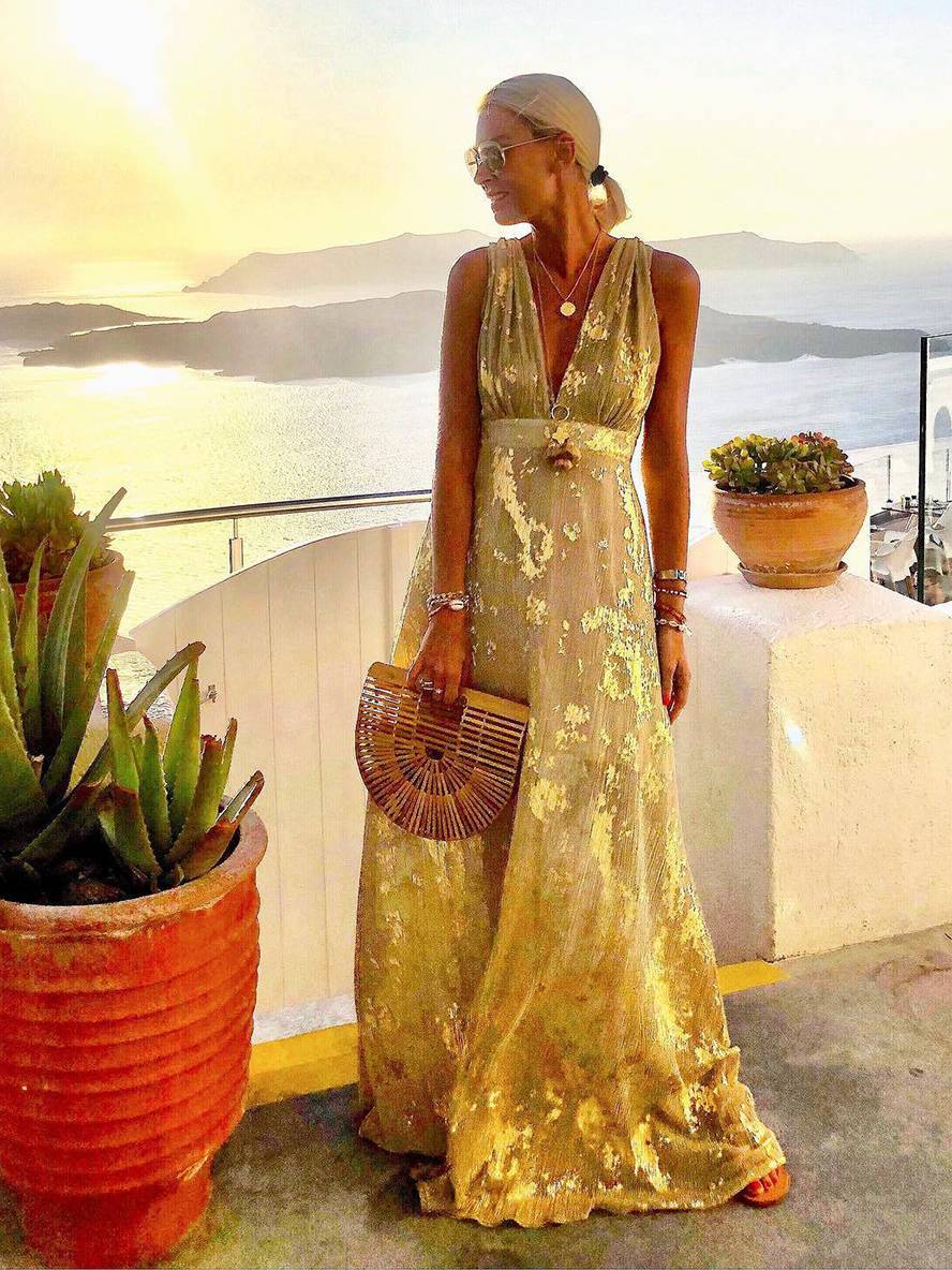 Women's V-Neck Summer Party Dress | Maxi