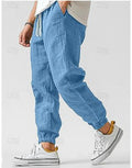 Men's Casual Linen Pants with Drawstring and Pockets