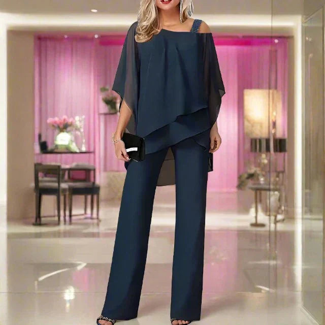 Chic Women's Jumpsuit with Asymmetrical Top | Outfit Set