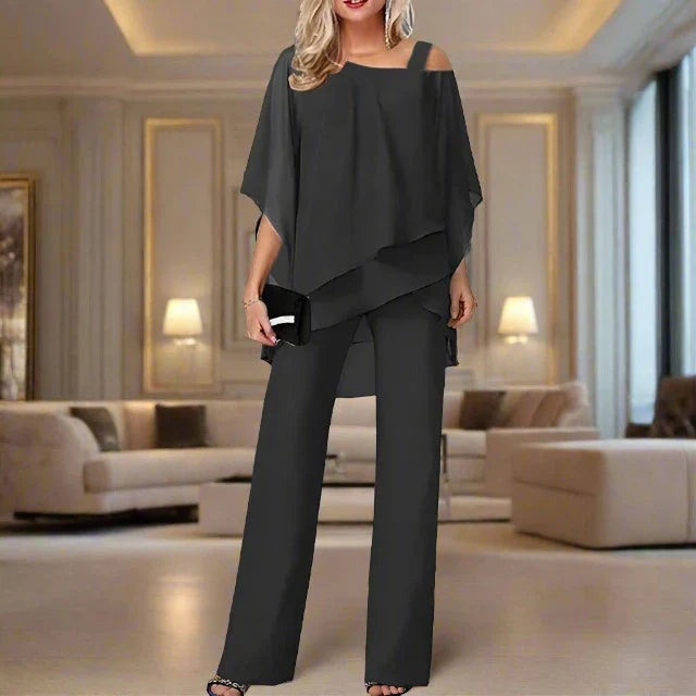 Chic Women's Jumpsuit with Asymmetrical Top | Outfit Set