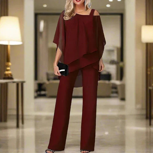 Chic Women's Jumpsuit with Asymmetrical Top | Outfit Set