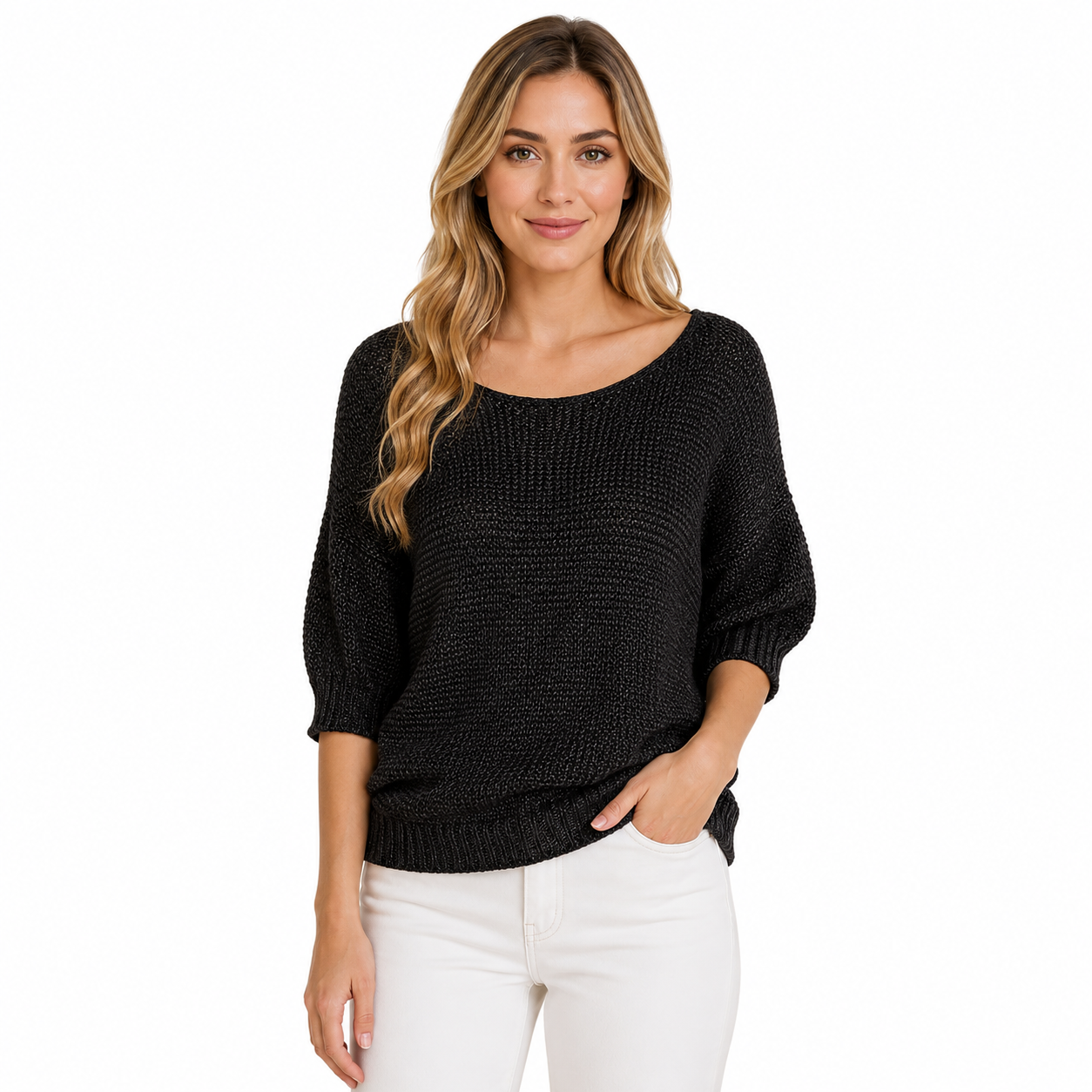 Casual Knitted Blouse for Women | 3/4 Sleeve