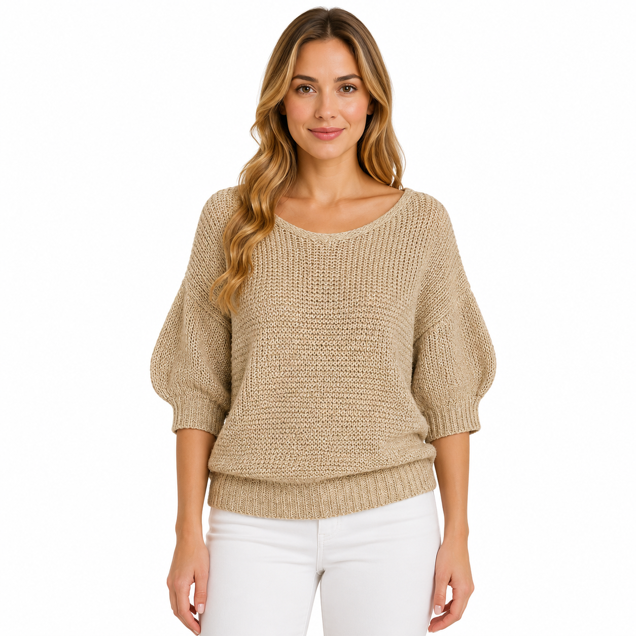 Casual Knitted Blouse for Women | 3/4 Sleeve