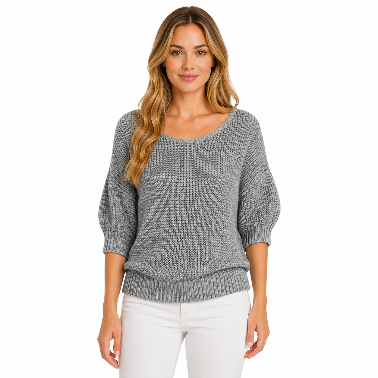 Casual Knitted Blouse for Women | 3/4 Sleeve