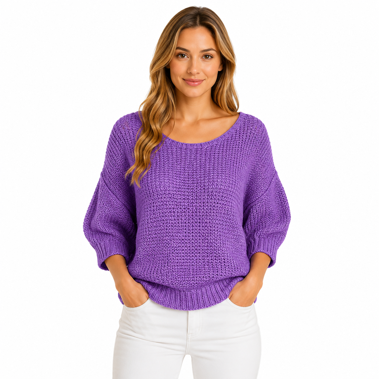 Casual Knitted Blouse for Women | 3/4 Sleeve