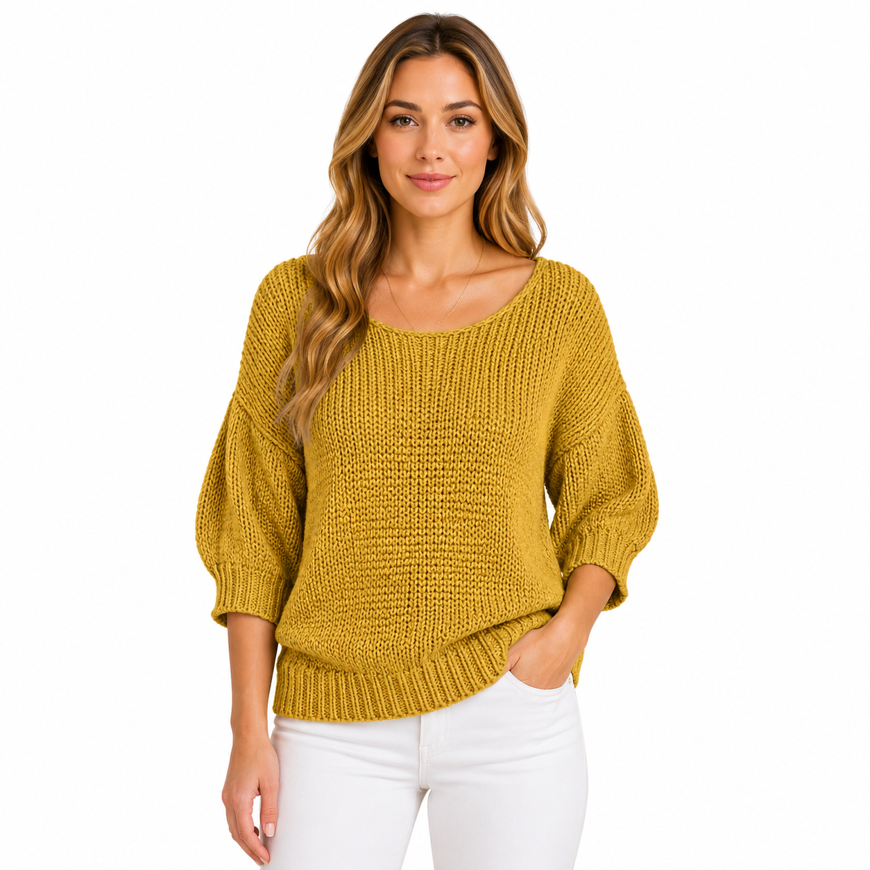 Casual Knitted Blouse for Women | 3/4 Sleeve