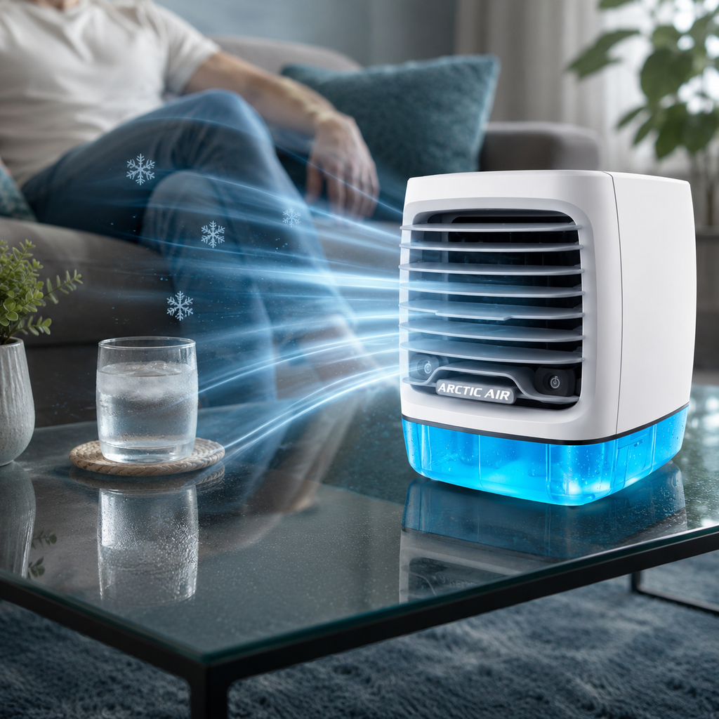 Portable Mini Evaporative Cooler with 4 Speed Settings and 8-Hour Operation Time