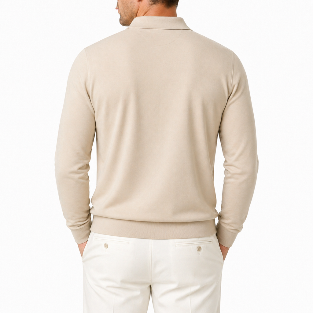 Men's Long Sleeve Quarter Zip Polo Shirt | Slim Fit