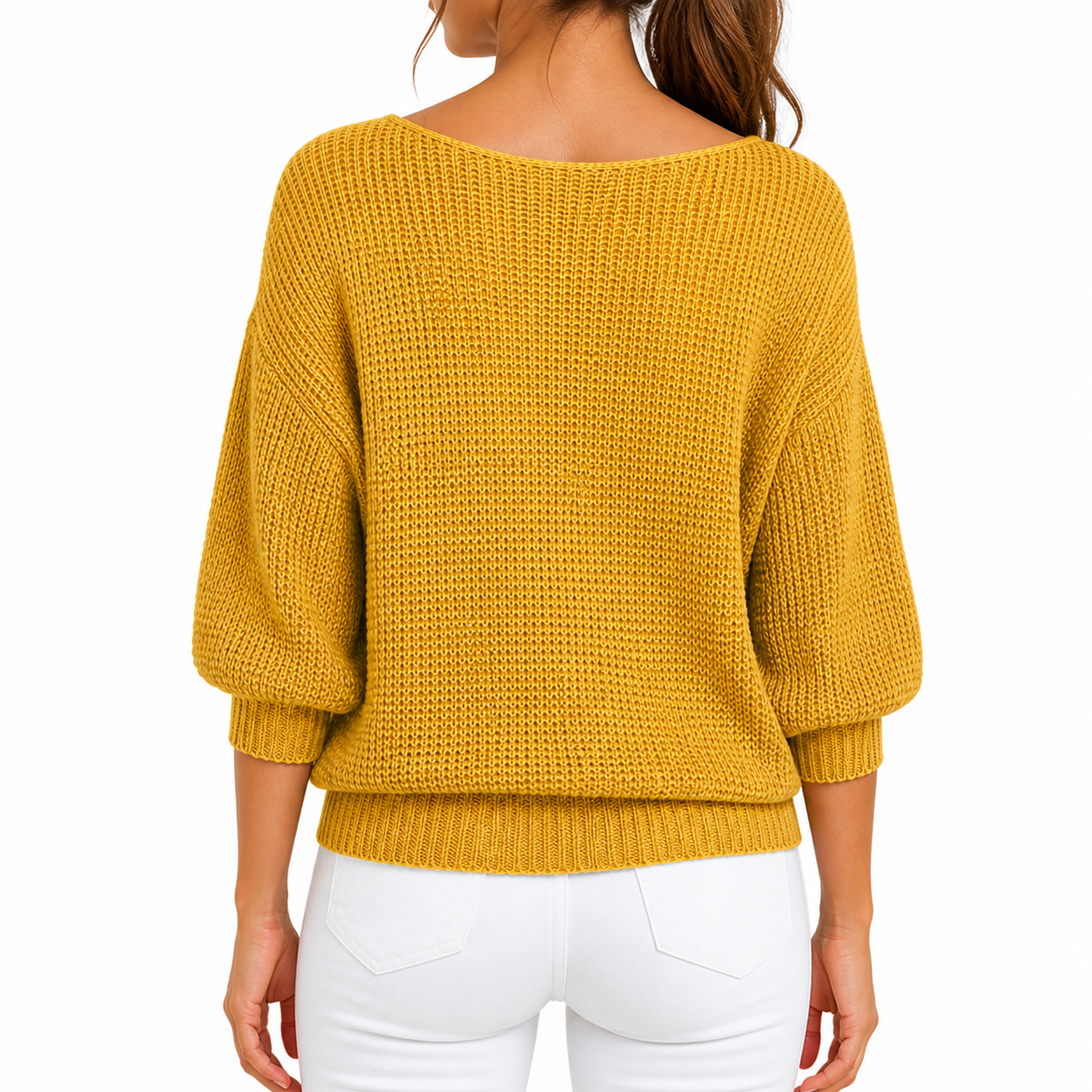 Women's Casual Round Neck Knitted Blouse | 3/4 Sleeve