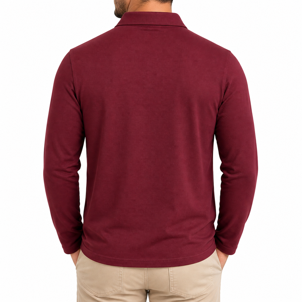 Men's Casual Long Sleeve Polo Shirt | Plaid Collar
