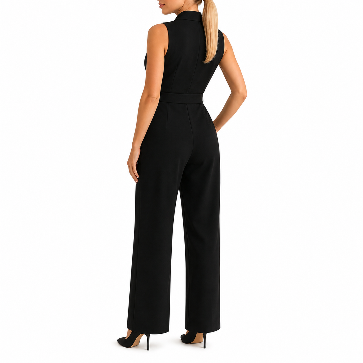 Women's Sleeveless Wrap Jumpsuit | with Tie Waist