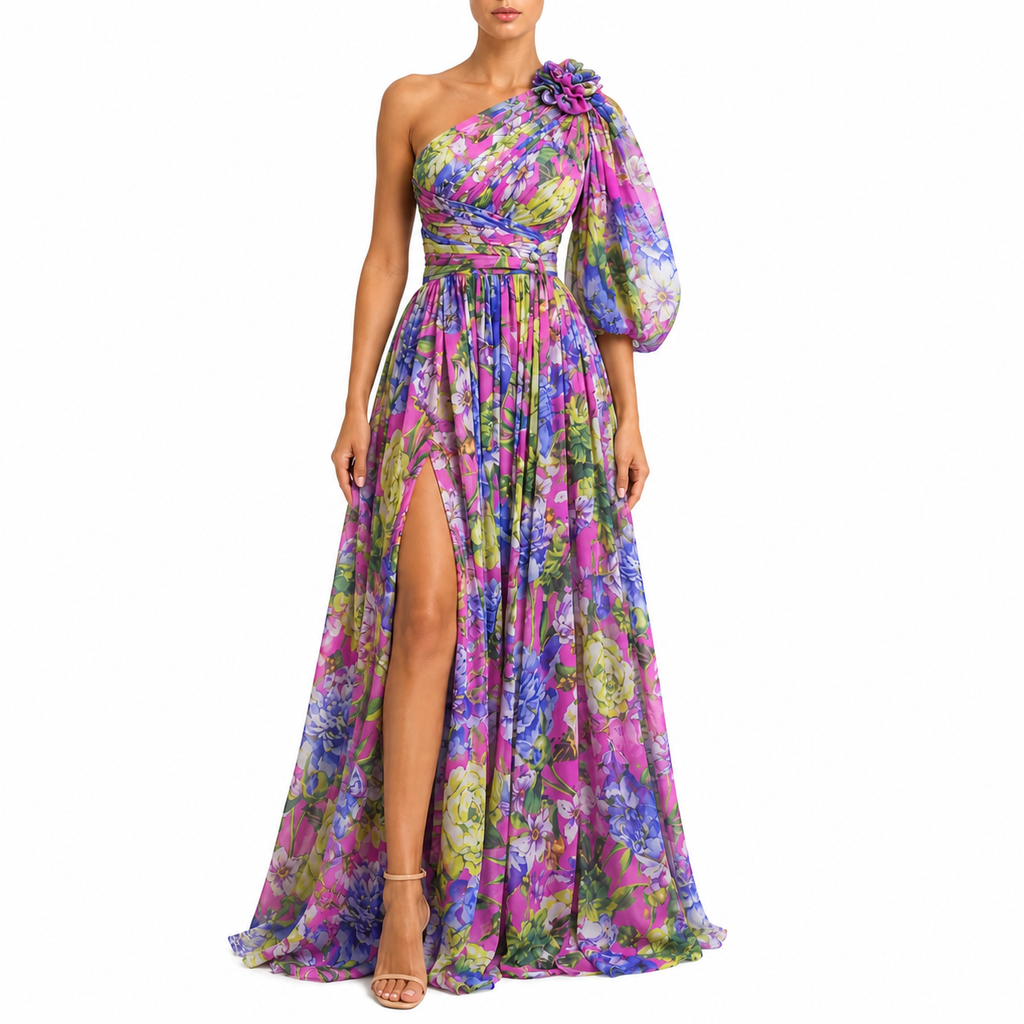 Women's One-Shoulder Floral Summer Dress | Maxi