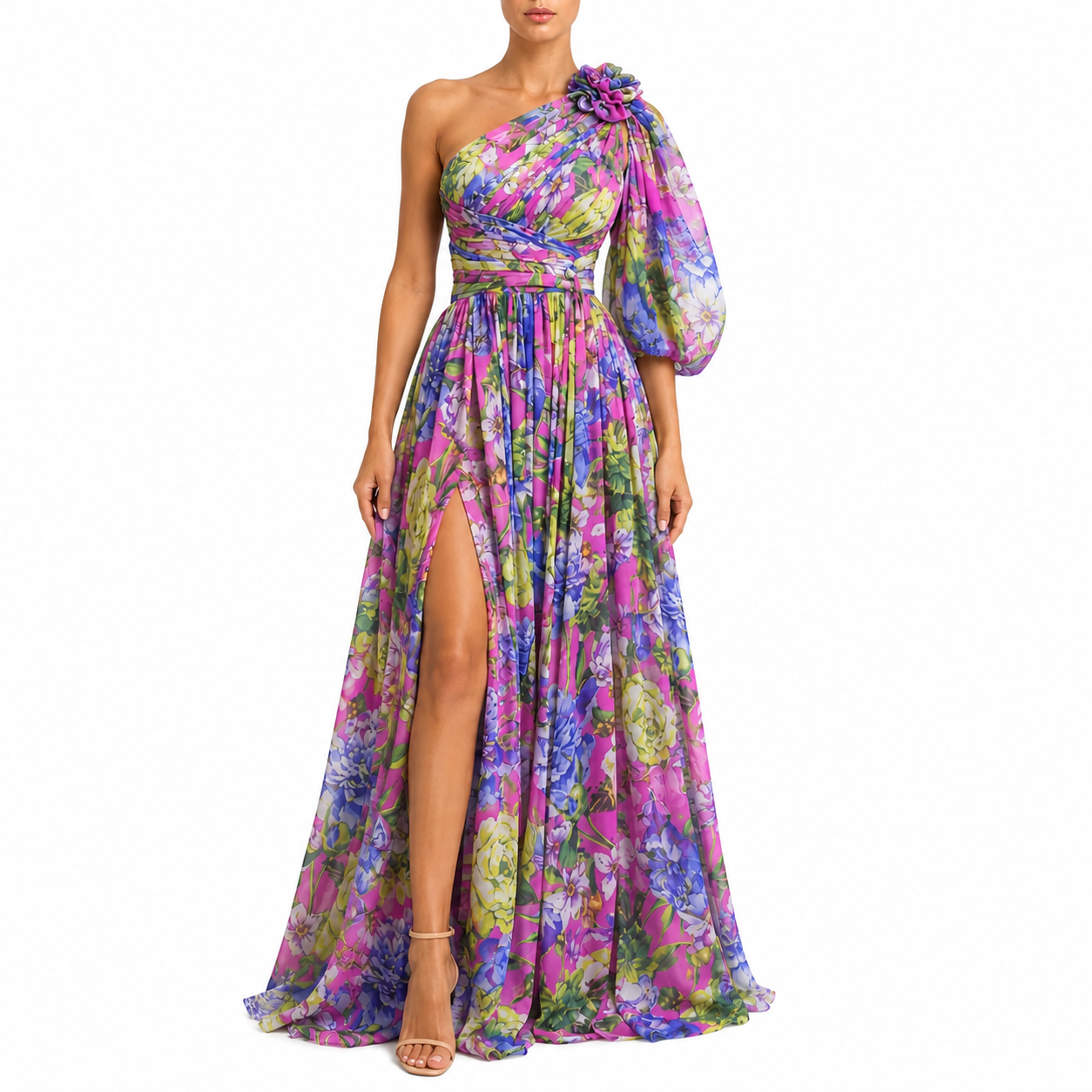 Women's One-Shoulder Floral Summer Dress | Maxi