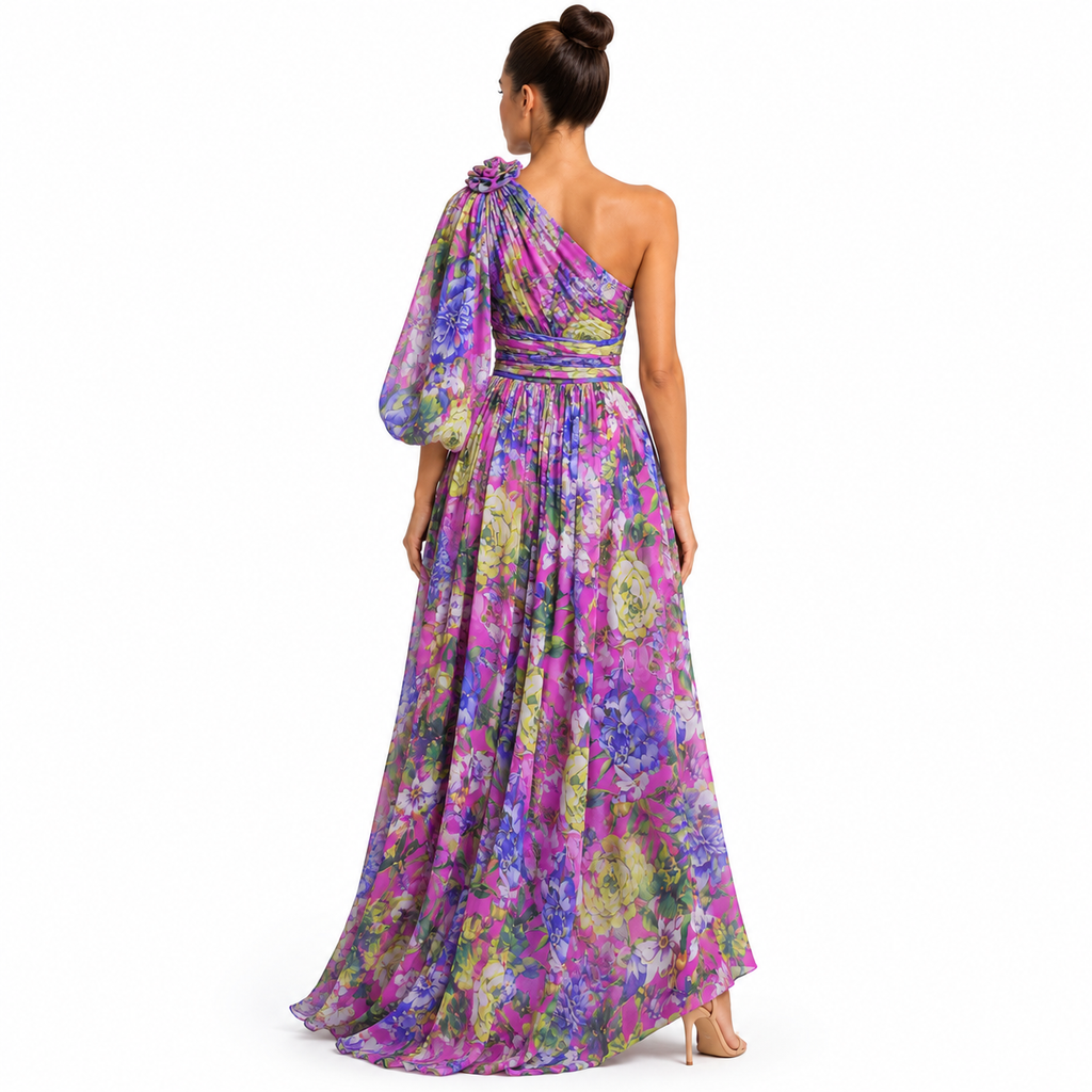 Women's One-Shoulder Floral Summer Dress | Maxi