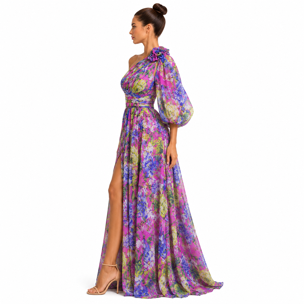 Women's One-Shoulder Floral Summer Dress | Maxi