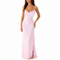 Women's Pink Wedding Guest Maxi Dress | with Spaghetti Straps
