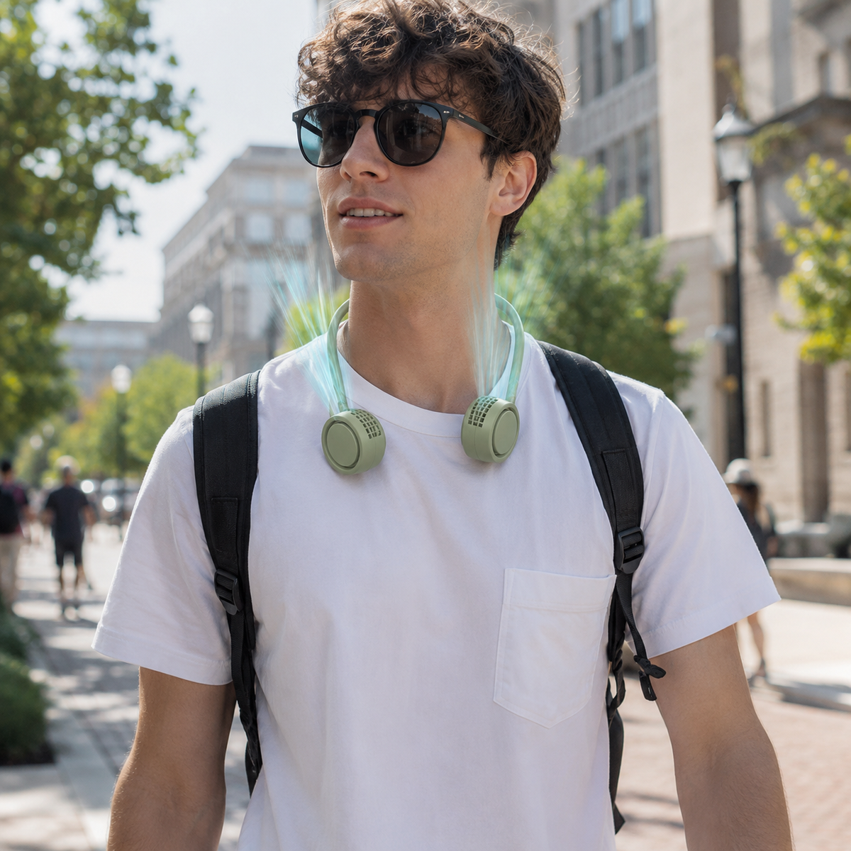 Compact Rechargeable Neck Fan - Foldable Bladeless Hands-Free Cooling for On-the-Go