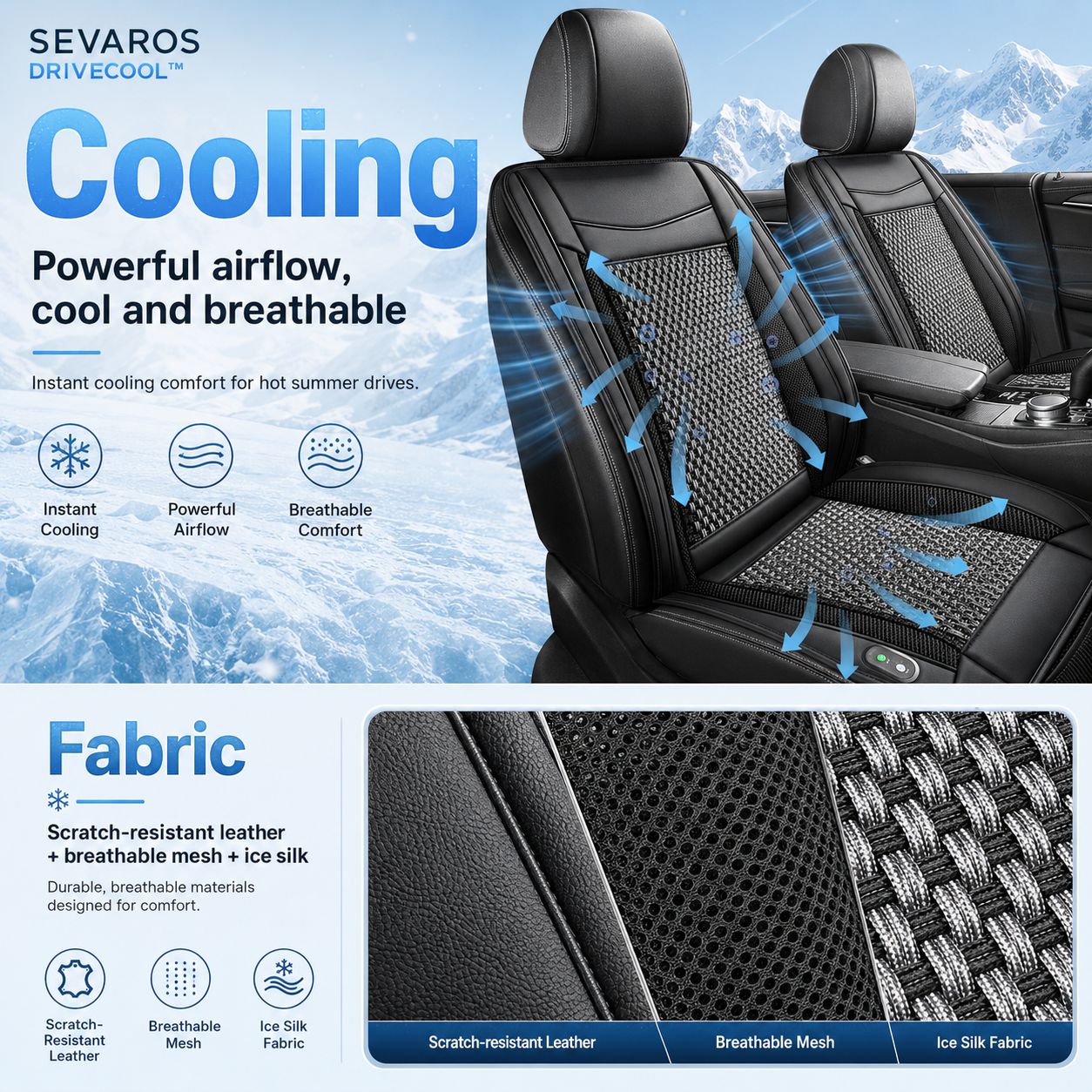 Ventilated Cooling Cushion for Car and Truck Seats