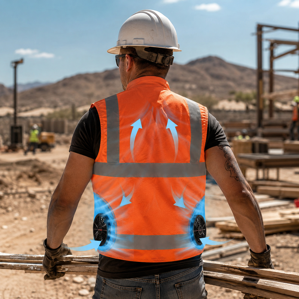 Rechargeable Cooling Vest with Fan for Outdoor Work, Construction, and Travel