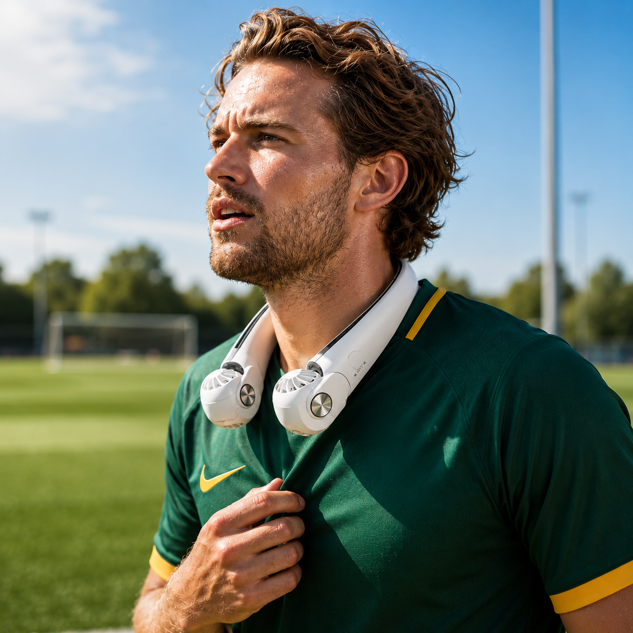 Rechargeable Dual Airflow Neck Fan with USB-C for Travel, Sports, and Outdoor Activities