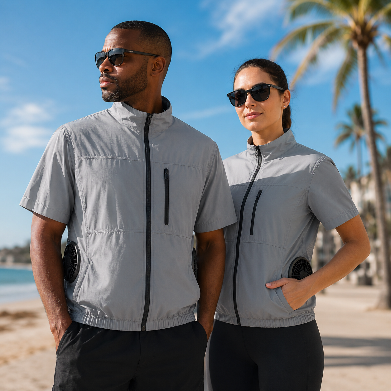 Portable Cooling Vest with Four Fans for Relief from Heat During Outdoor Activities