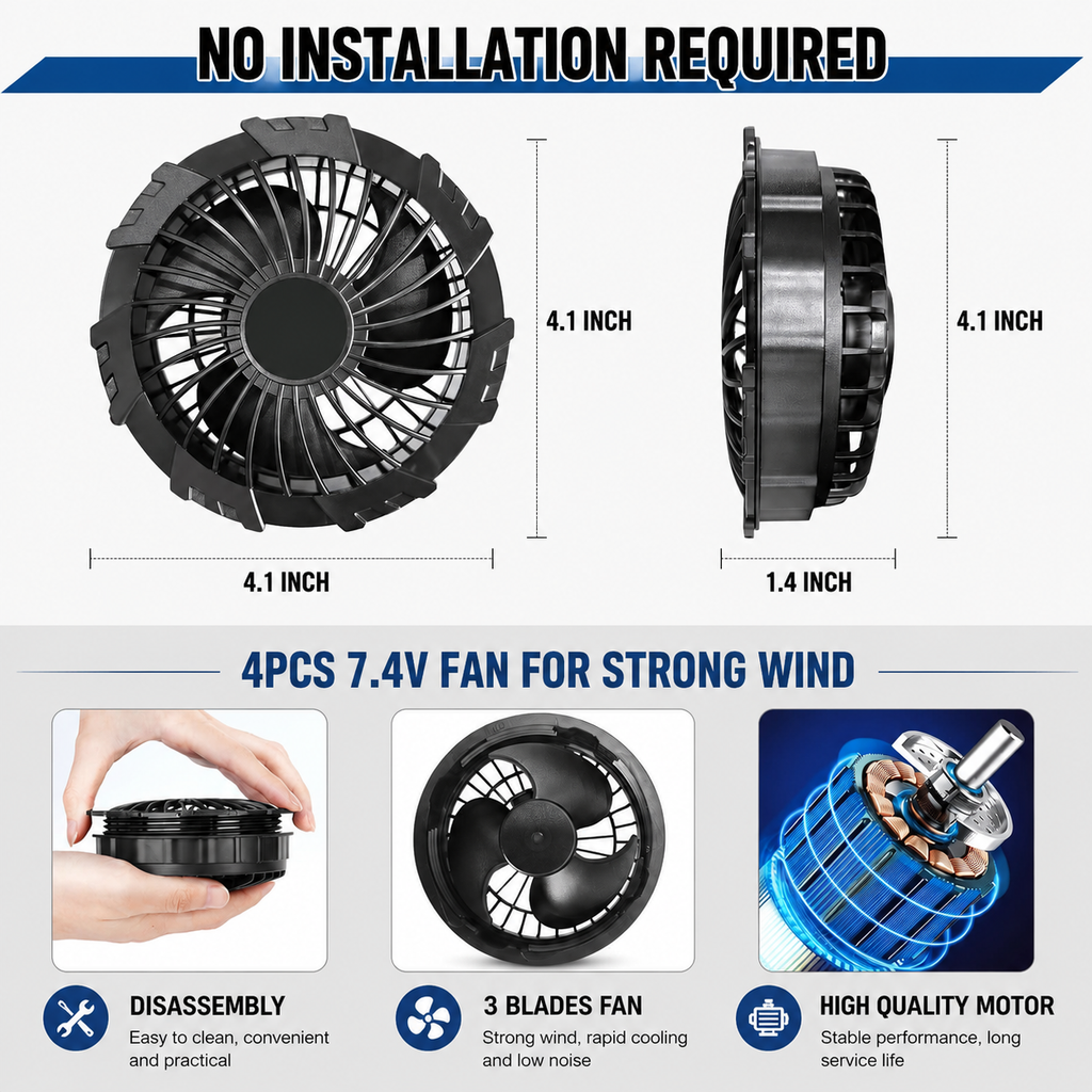Portable Cooling Vest with Four Fans for Relief from Heat During Outdoor Activities