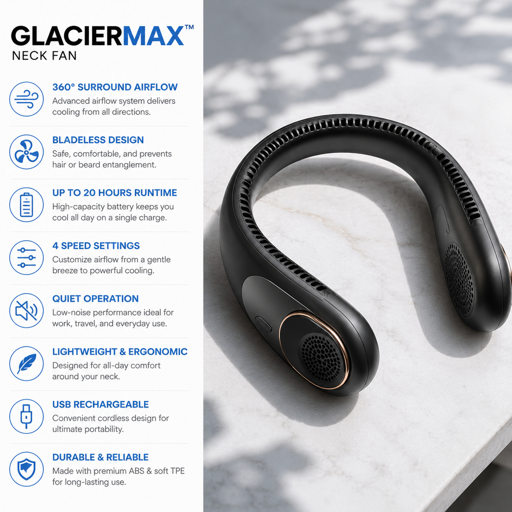 Rechargeable 5200mAh Bladeless Hands-Free Neck Fan for Personal Cooling