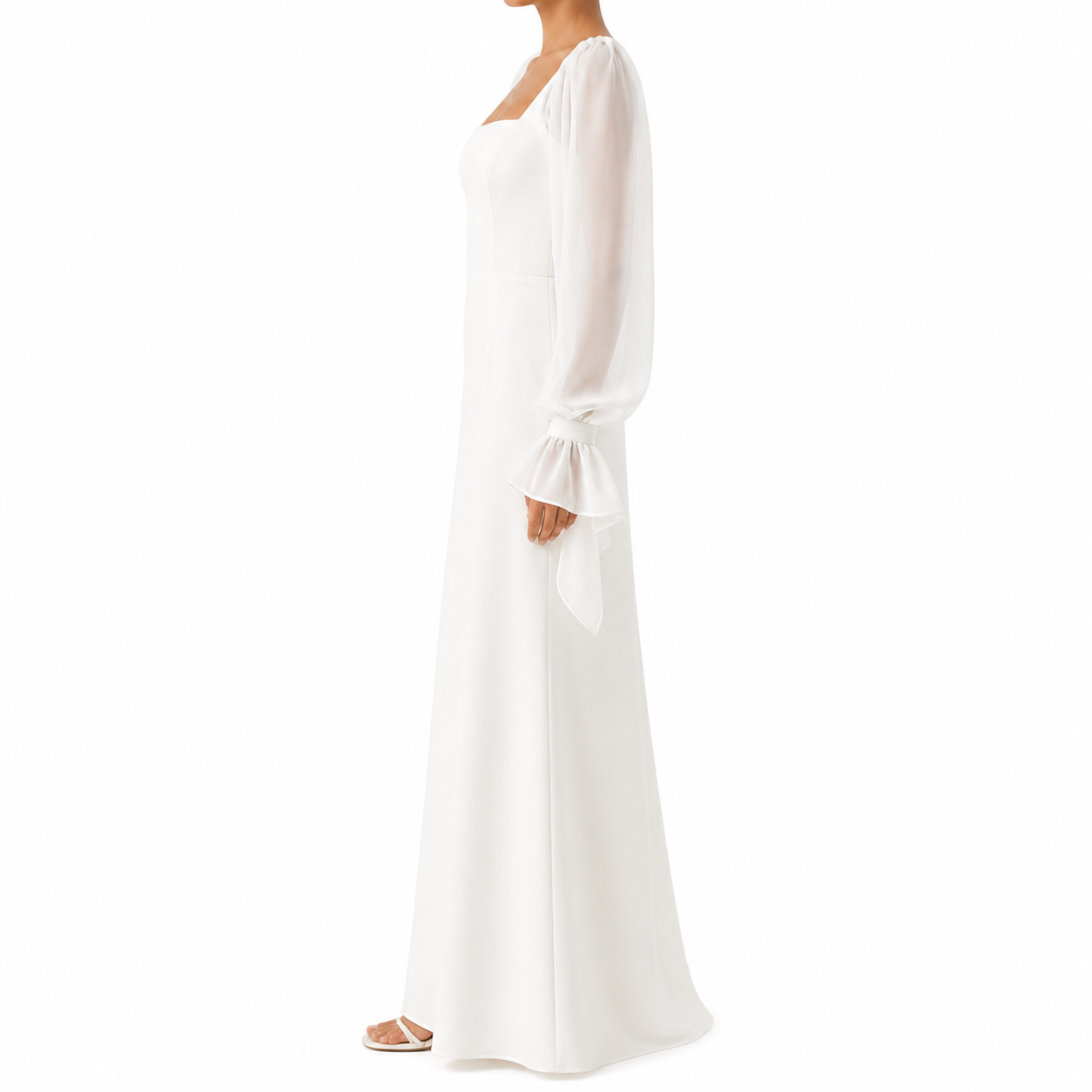Women's White Long Sleeve Wedding Dress | Maxi