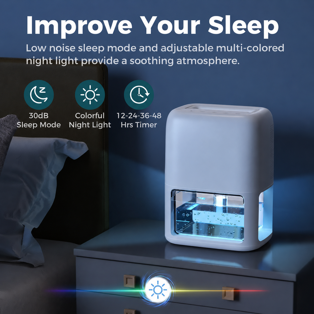 Compact and Quiet Portable Dehumidifier for Basement Cooling