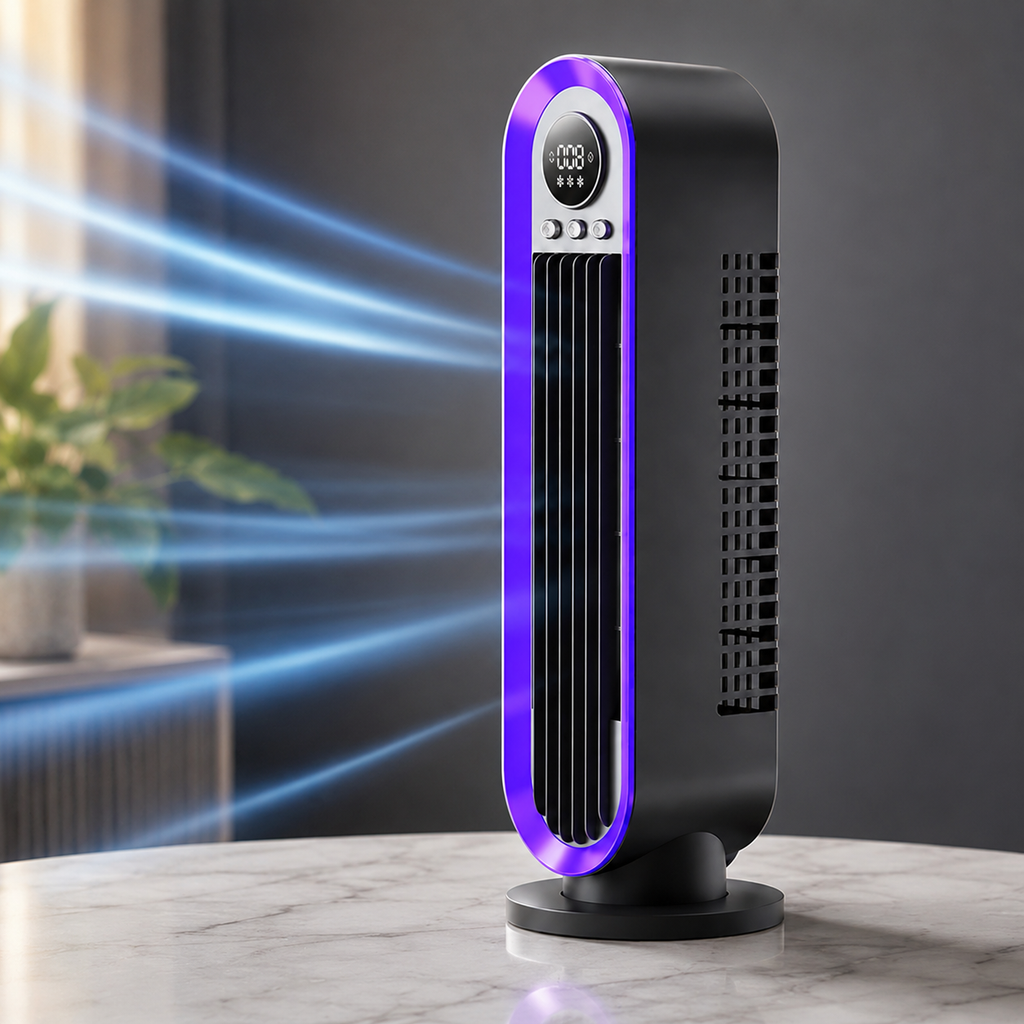 Compact Oscillating Tower Fan - Sleek, Silent, and Efficient Cooling Design