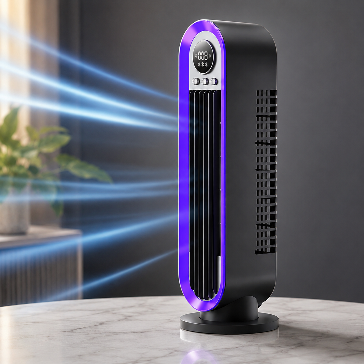 Compact Oscillating Tower Fan - Sleek, Silent, and Efficient Cooling Design