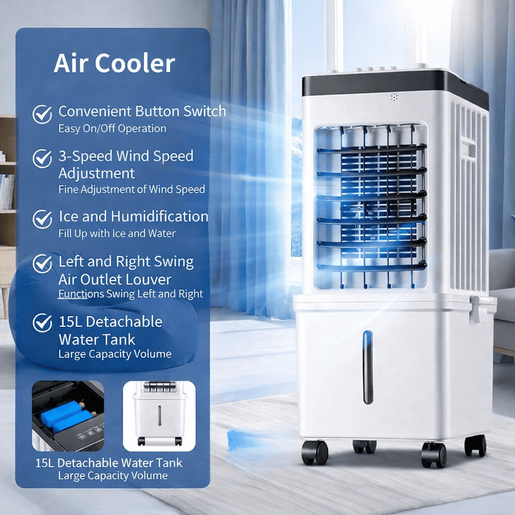 3-in-1 Air Cooler: Fan and Humidifier Integrated