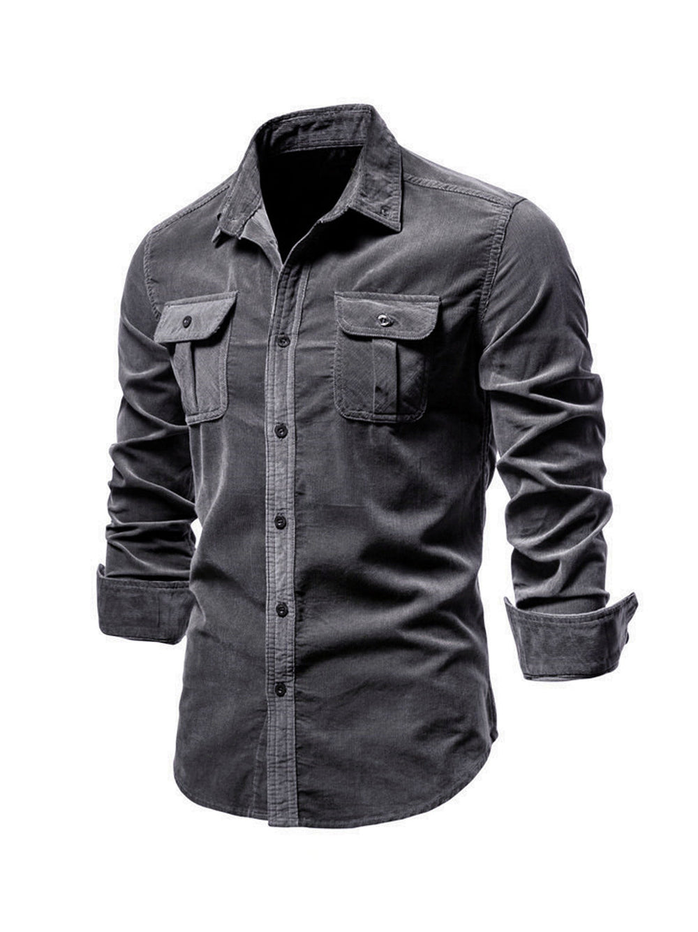Men's Casual Long Sleeve Shirt with Flap Pockets