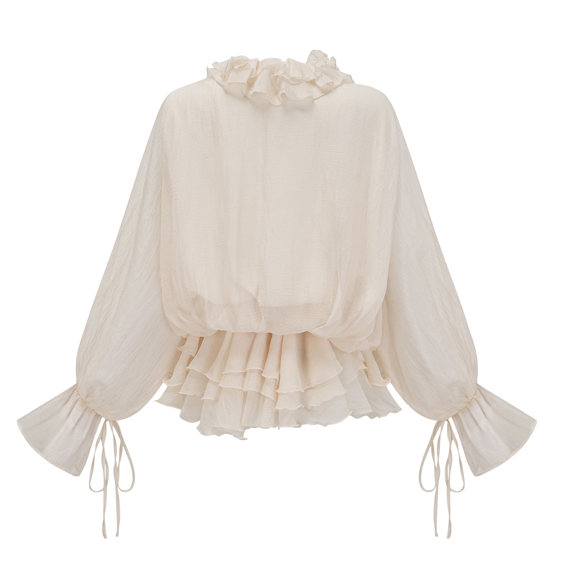 Cream Ruffled Mini Dress with Floral Detailing for Women - Sonia