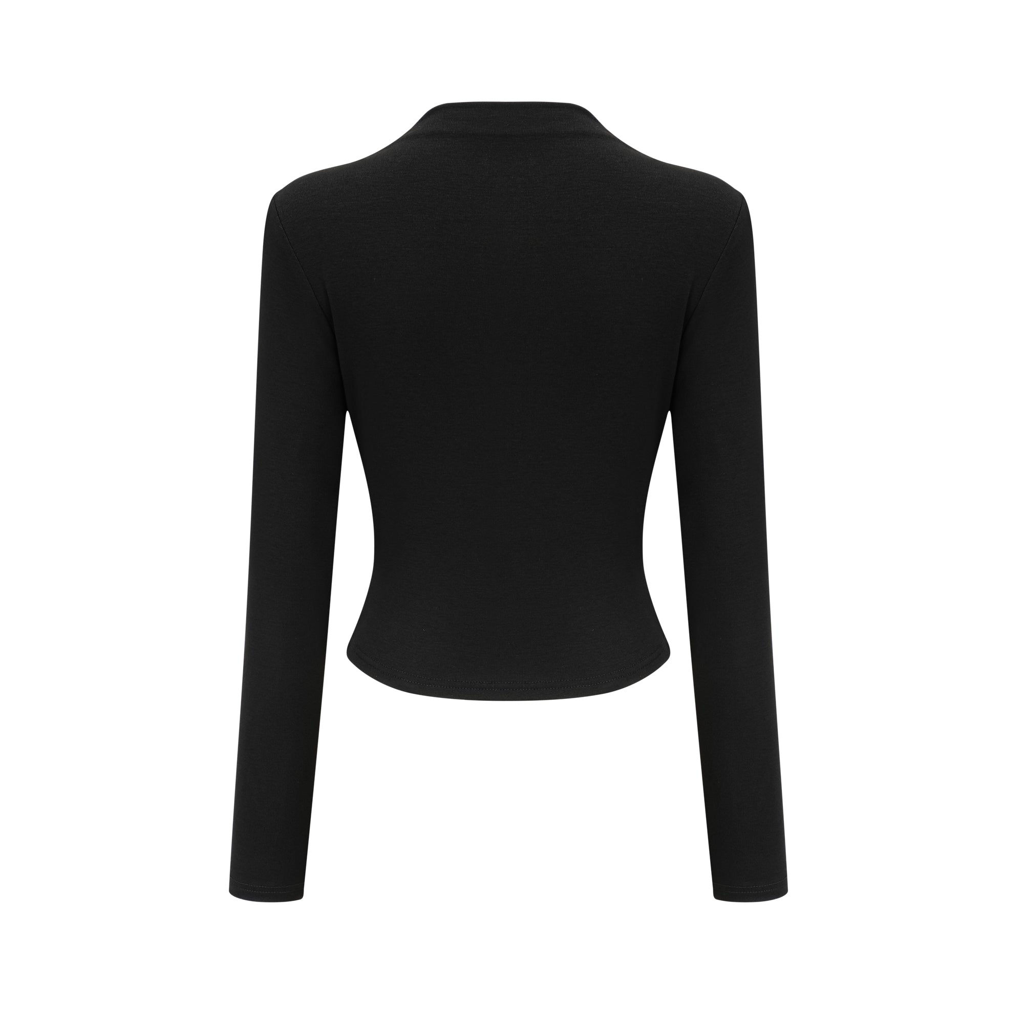 Black Ruched Crop Top with Open Front for Women - Gioia