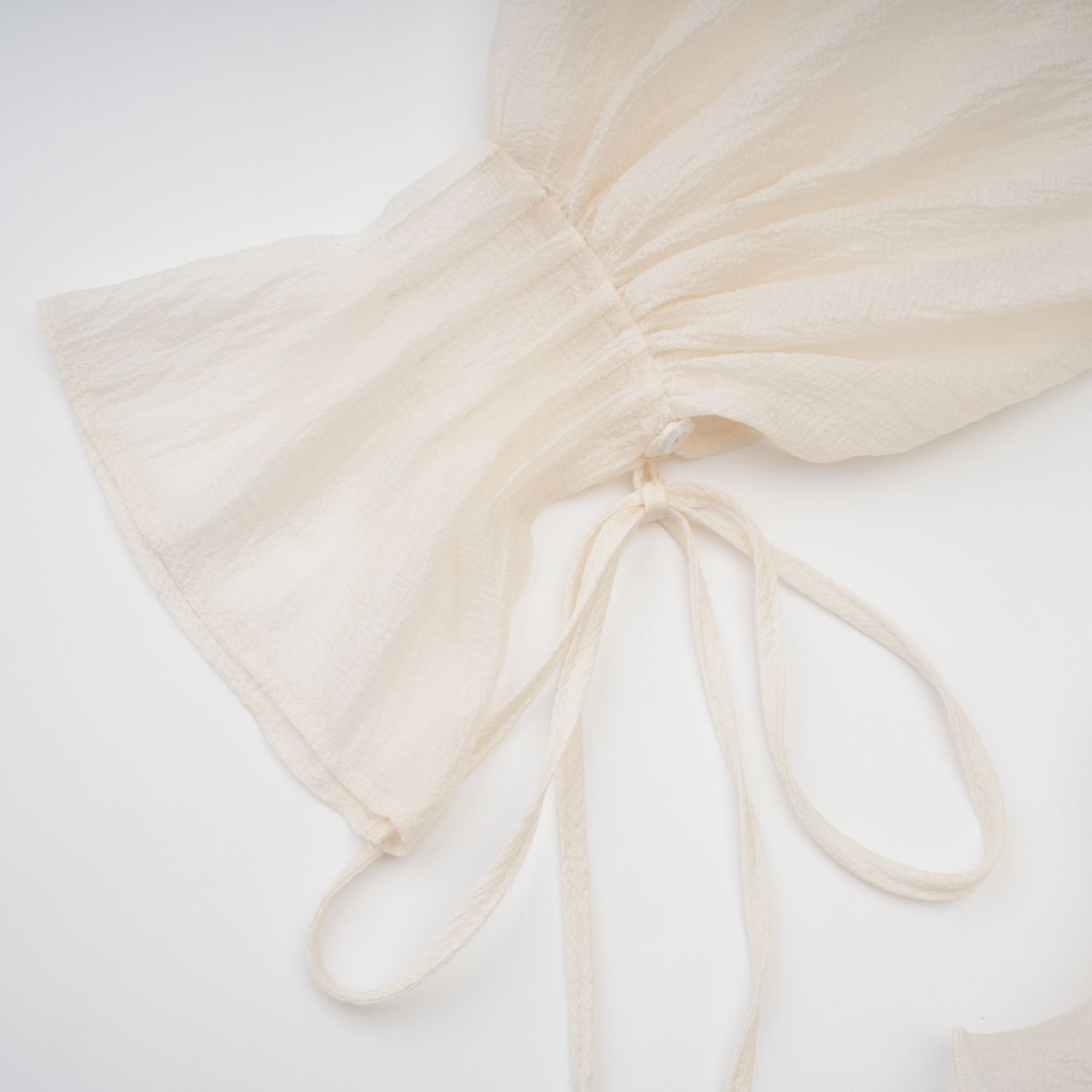 Cream Ruffled Mini Dress with Floral Detailing for Women - Sonia