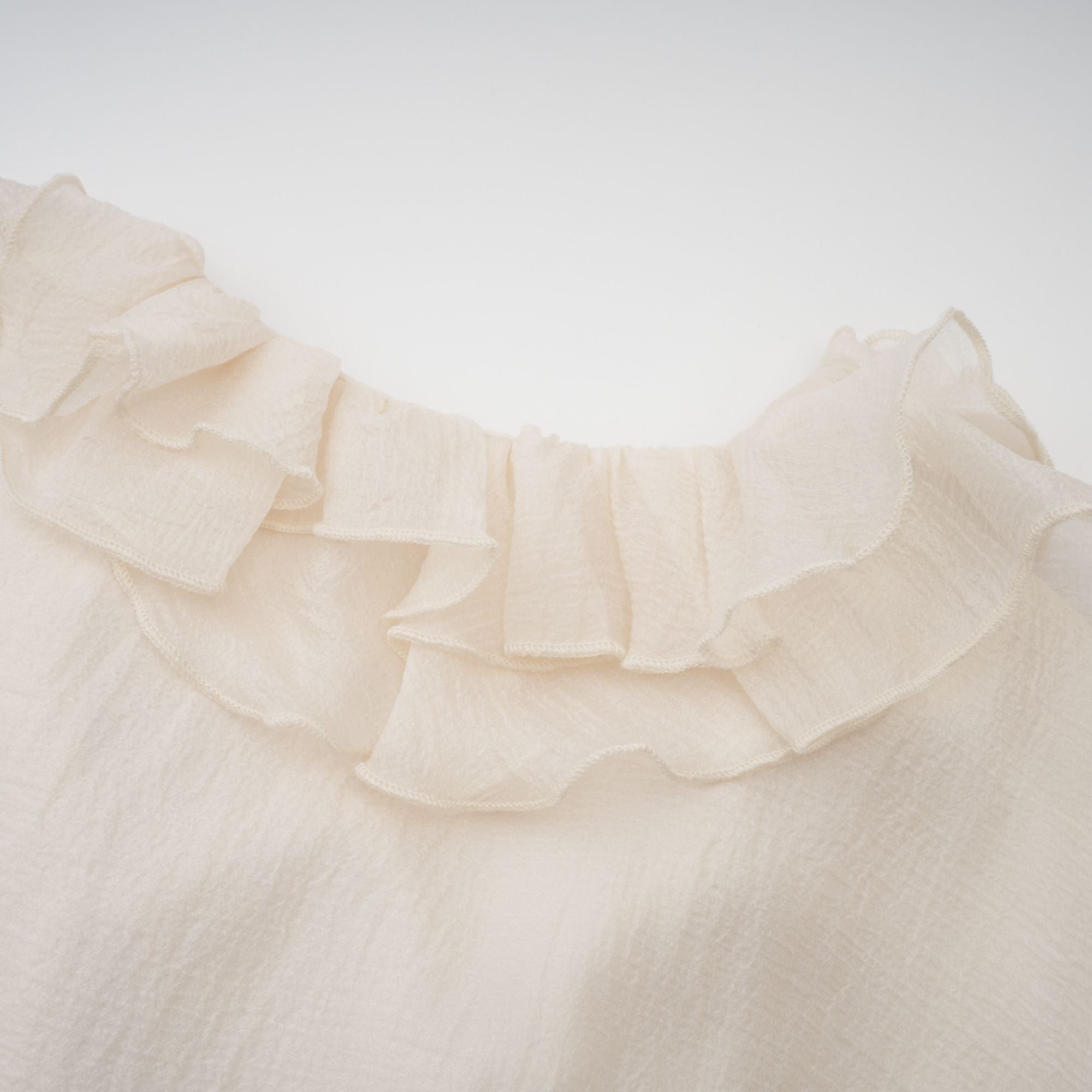 Cream Ruffled Mini Dress with Floral Detailing for Women - Sonia