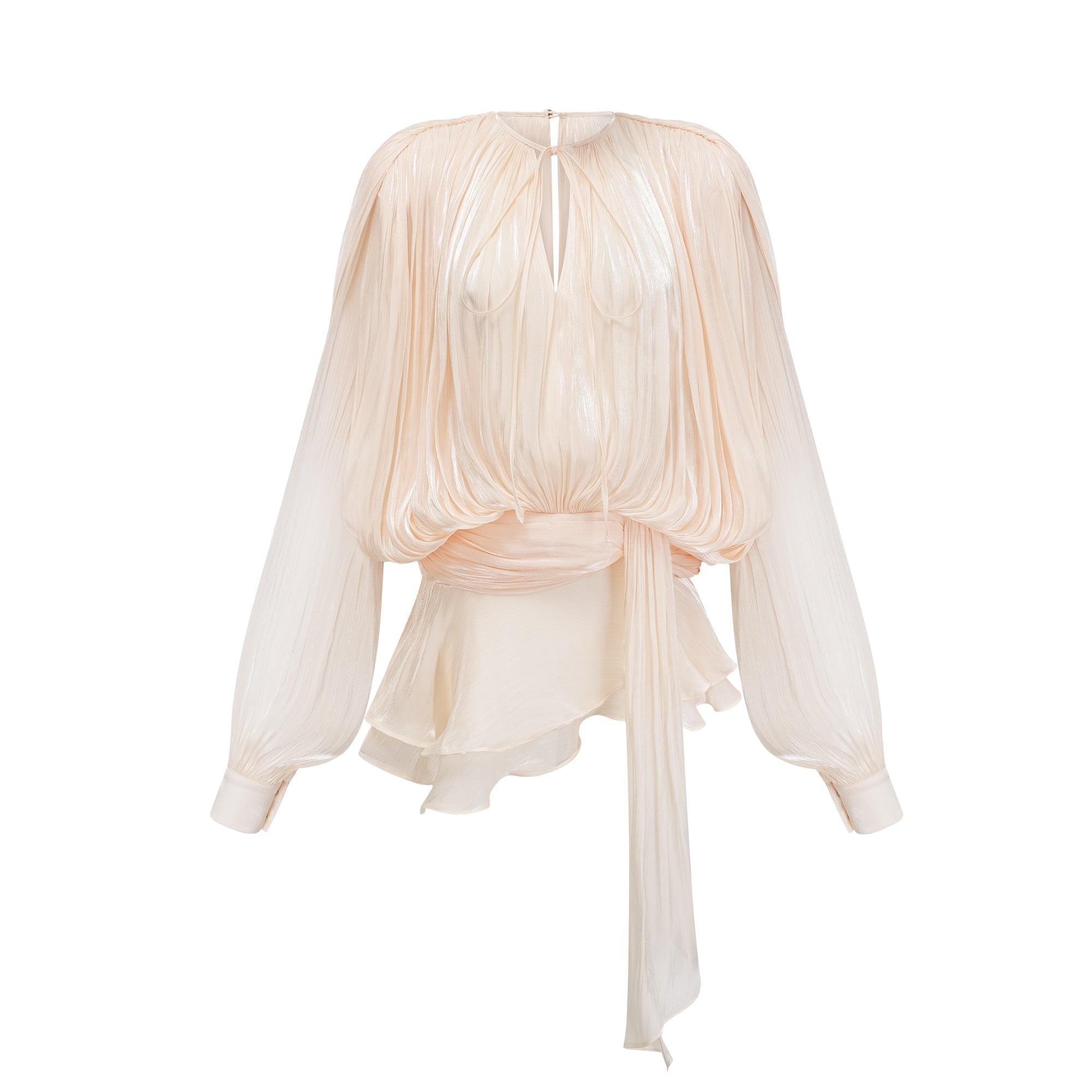 Ivory Pleated Mini Dress with Tie Waist for Women - Vittoria