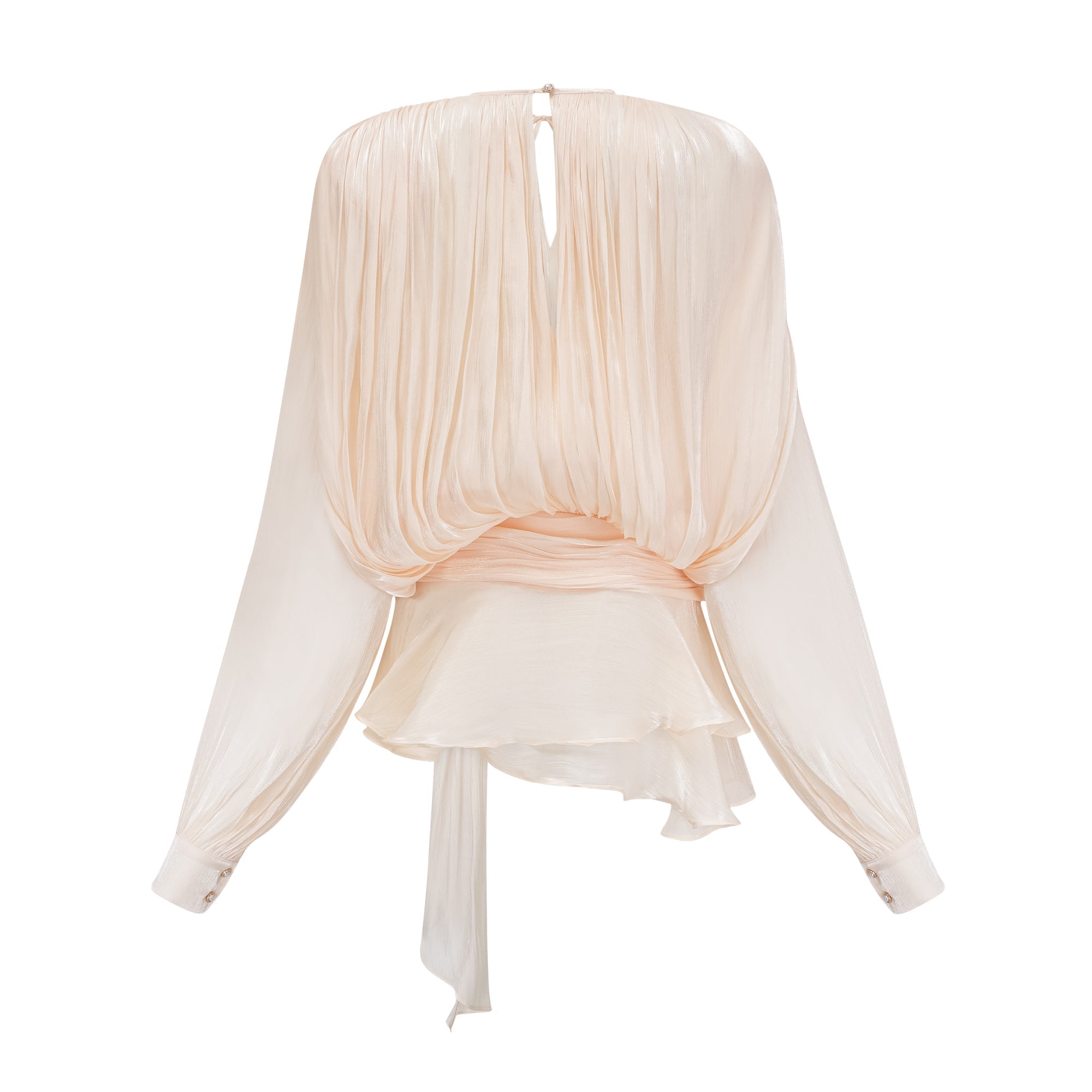 Ivory Pleated Mini Dress with Tie Waist for Women - Vittoria