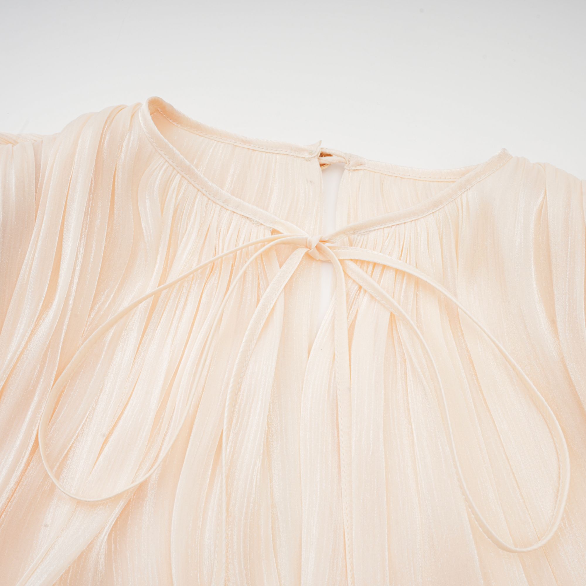 Peach Pleated Blouse with Belt for Women - Lara