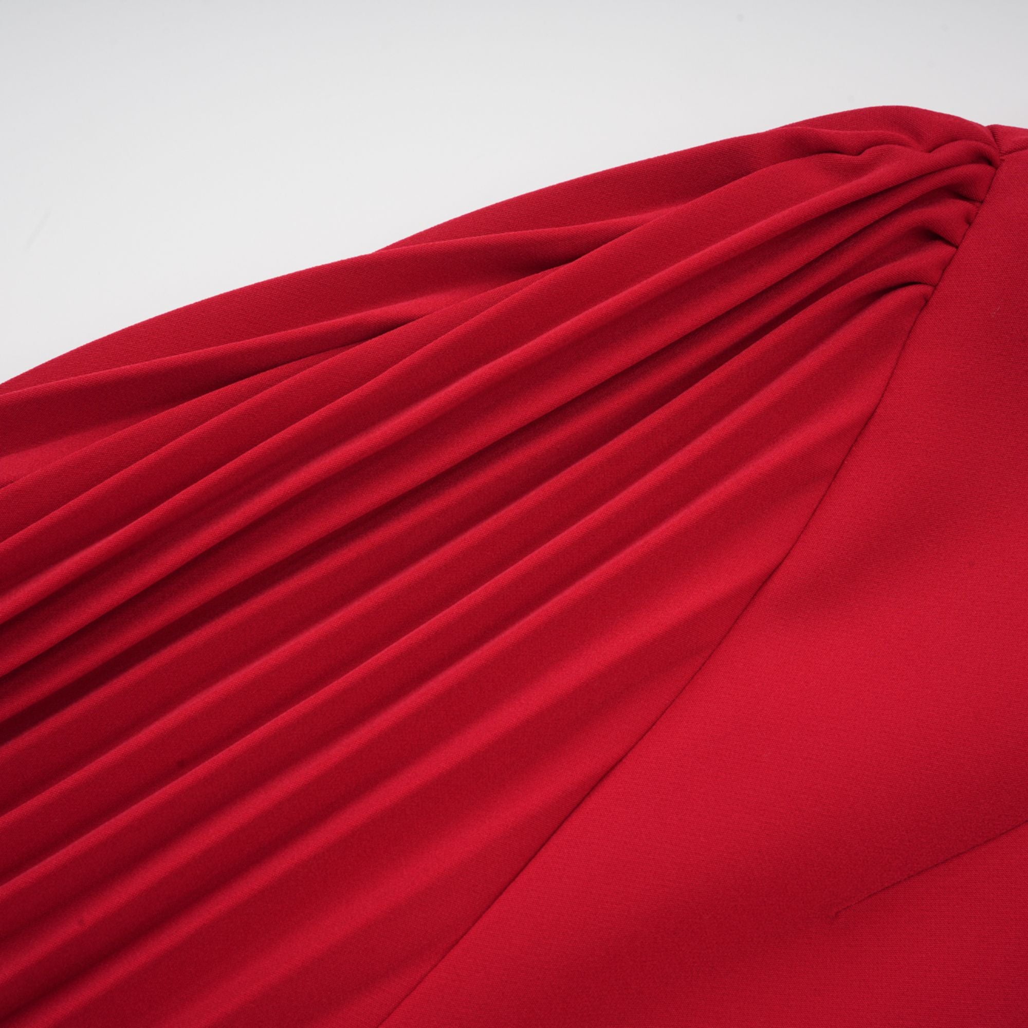 Cherry Red Off Shoulder Pleated Maxi Dress for Women - Serena