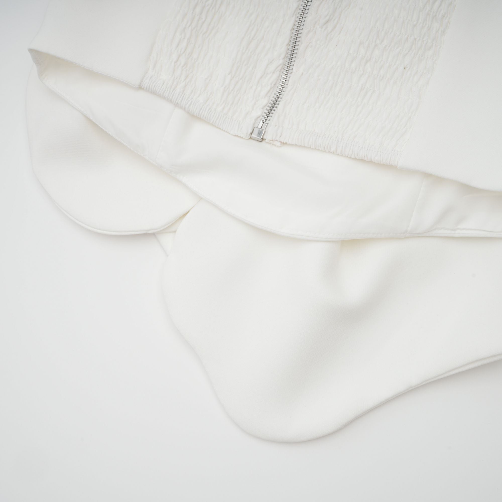 White Strapless Floral Top with 3D Appliqué for Women - Sibilla