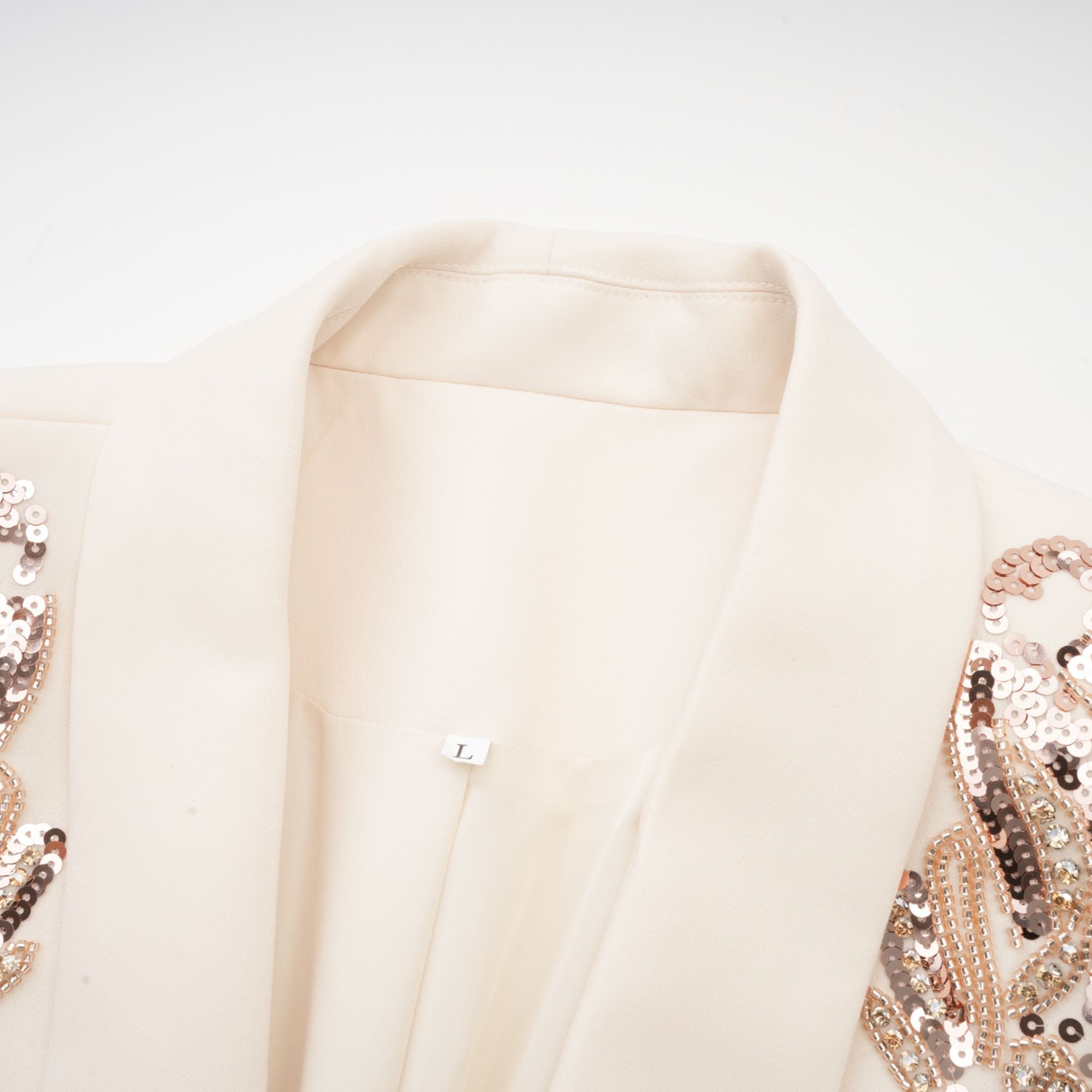 Ivory Embellished Blazer Mini Dress with Long Sleeves for Women - Teresa
