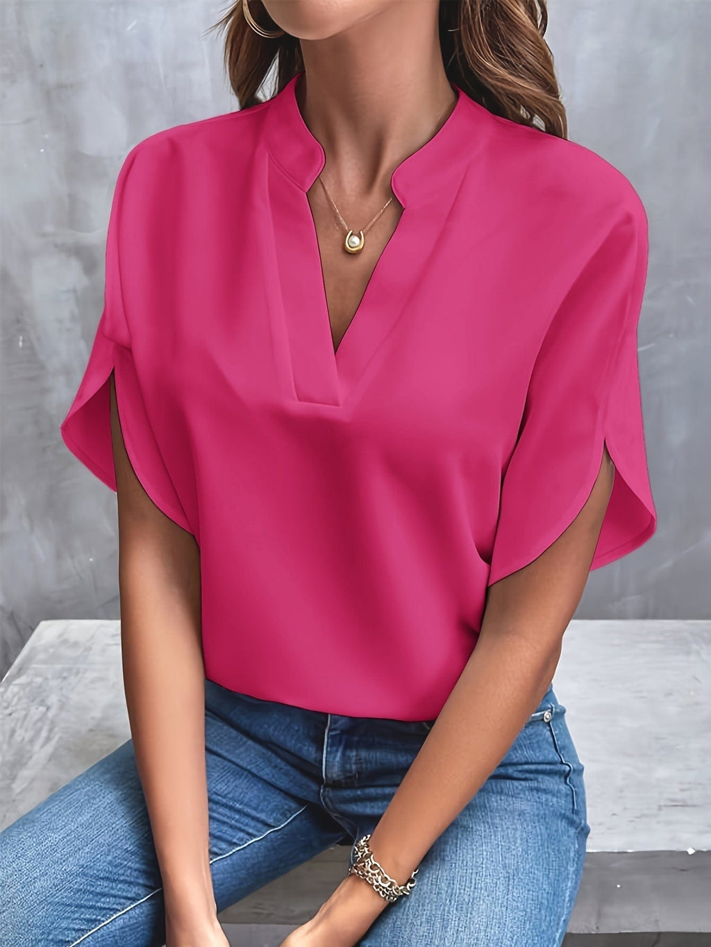 Women's Business Casual Office Blouse | V-Neck